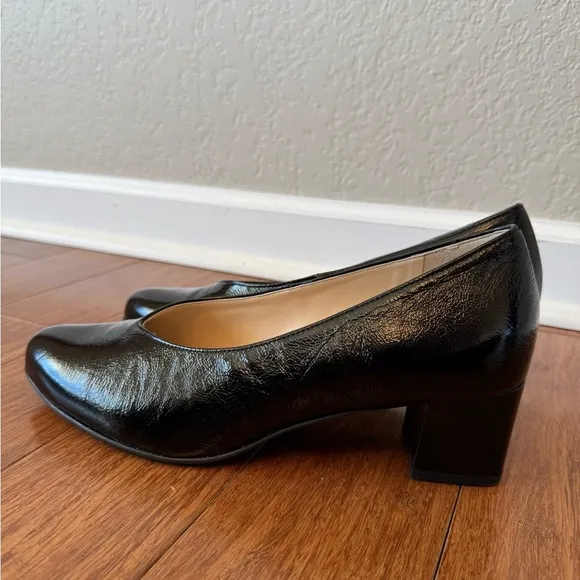 HASSIA Black Patent Leather Italian Chunky Heels 2” UK 6.5/US 8.5