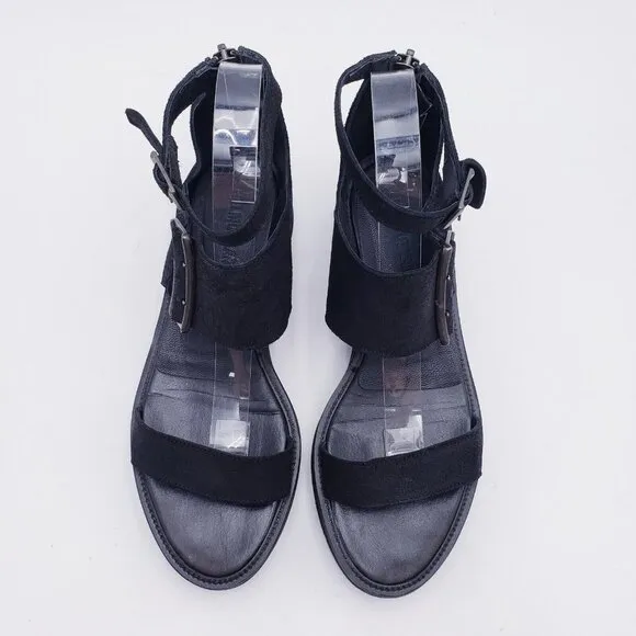 Helmut Lang 3 Strap Leather Platform Sandal Black Women's Size EU 38 US 8