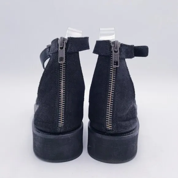 Helmut Lang 3 Strap Leather Platform Sandal Black Women's Size EU 38 US 8