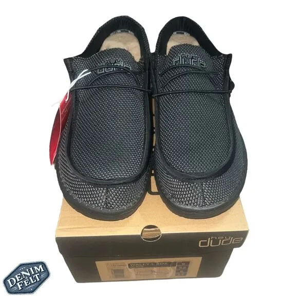 Hey Dude Men's Black Wally Sox Casual Slip On Casual Shoes | NEW/NIB!!