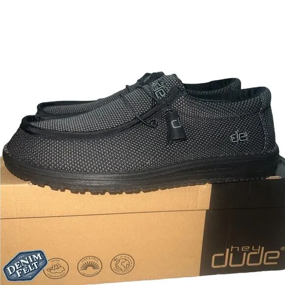 Hey Dude Men's Black Wally Sox Casual Slip On Casual Shoes | NEW/NIB!!