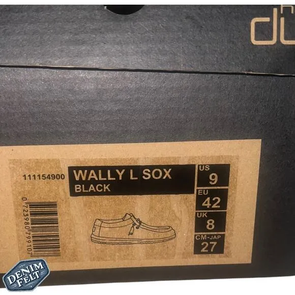 Hey Dude Men's Black Wally Sox Casual Slip On Casual Shoes | NEW/NIB!!