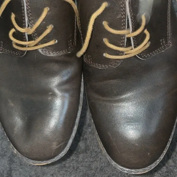 HEY DUDE Mens Size 12 Loafers Brown Leather  Volterra Derby Dress Shoes Oxfords