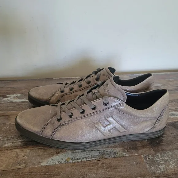 Hogan Men's Brown Leather Sneakers. Leather Shoes
