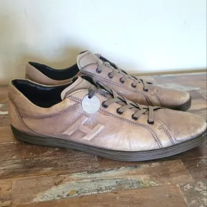 Hogan Men's Brown Leather Sneakers. Leather Shoes