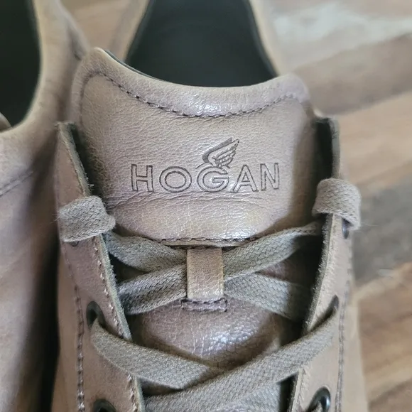 Hogan Men's Brown Leather Sneakers. Leather Shoes