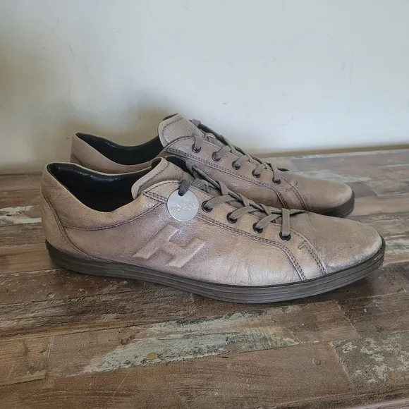 Hogan Men's Brown Leather Sneakers. Leather Shoes