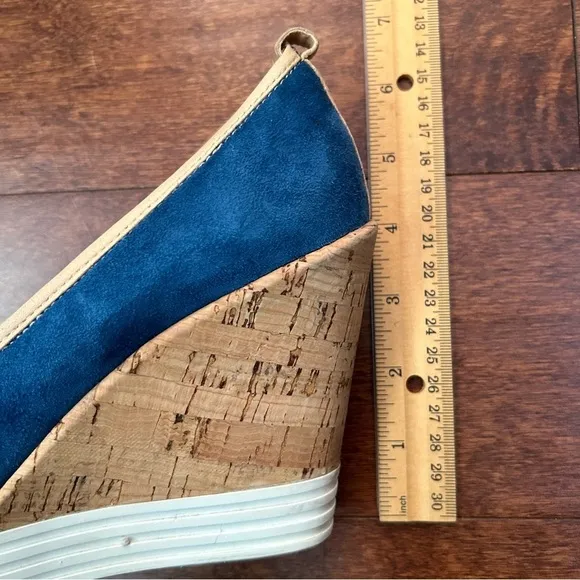 Hogan Women’s Cerulean Blue Suede Wedge Platform Shoes, Size 8