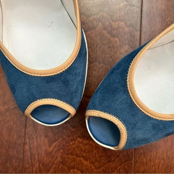 Hogan Women’s Cerulean Blue Suede Wedge Platform Shoes, Size 8