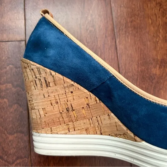 Hogan Women’s Cerulean Blue Suede Wedge Platform Shoes, Size 8