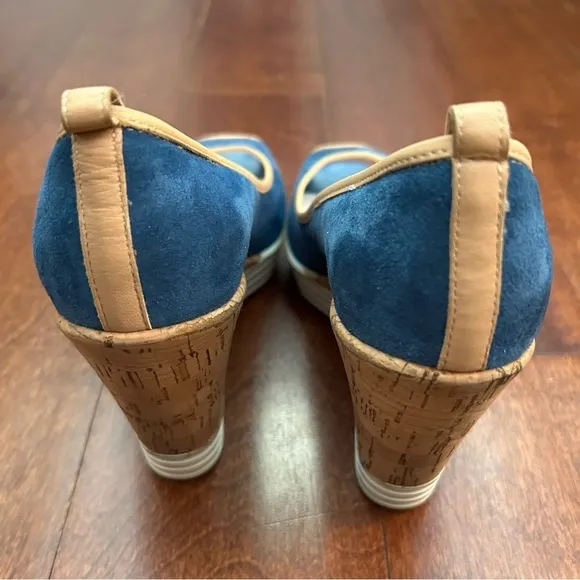 Hogan Women’s Cerulean Blue Suede Wedge Platform Shoes, Size 8