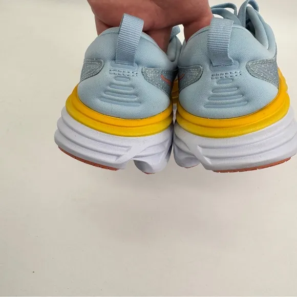 HOKA Bondi 8 Size 7.5 Summer Song Running Shoes Blue Yellow Orange