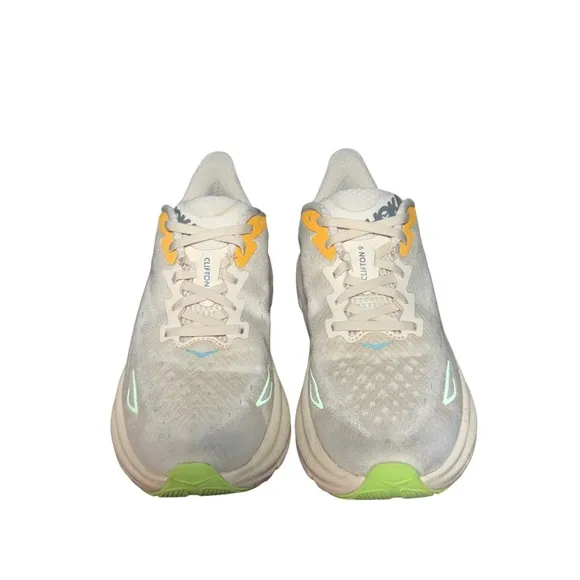 HOKA Clifton 7 athletic Running Shoes in Cream and Yellow size 7.5 B