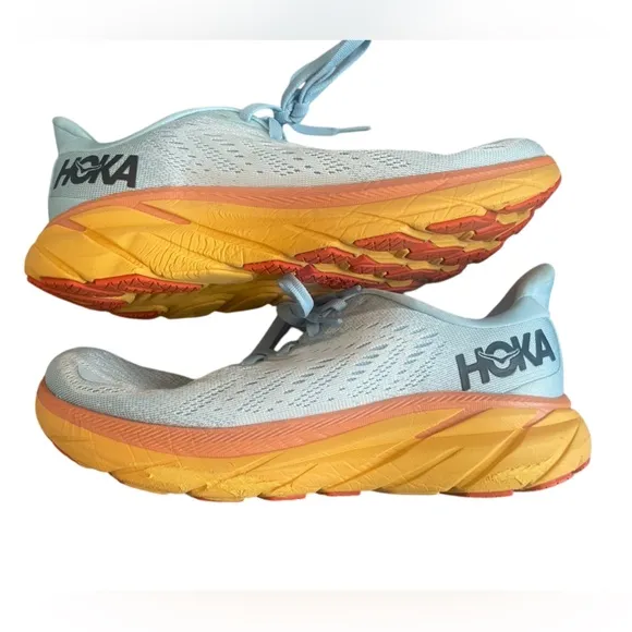HOKA Light Blue and Orange Running Shoes- Womens 7.5