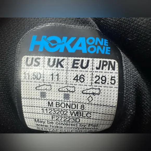 HOKA Men’s Bondi 8 White Running Shoes Size 11.5 D