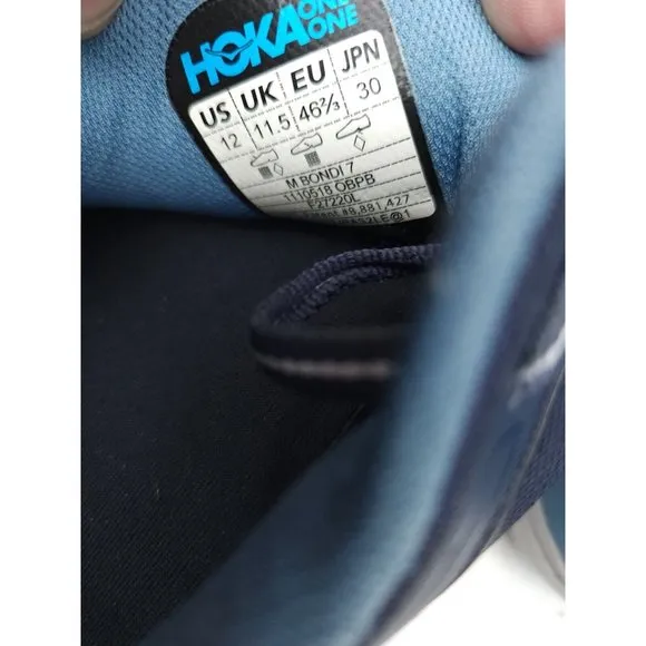Hoka One One Bondi 7 Men’s SIZE 12 1110518 ‘Wild Dove Gray’ Running Shoes