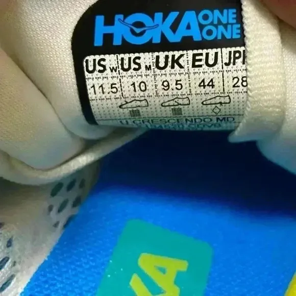 Hoka one one crescendo White and Blue unisex sneakers W:11.5 M:10