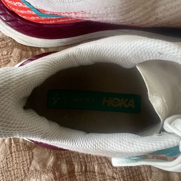 HOKA One One Mach 5 White and Blue Running Shoes