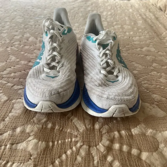 HOKA One One Mach 5 White and Blue Running Shoes