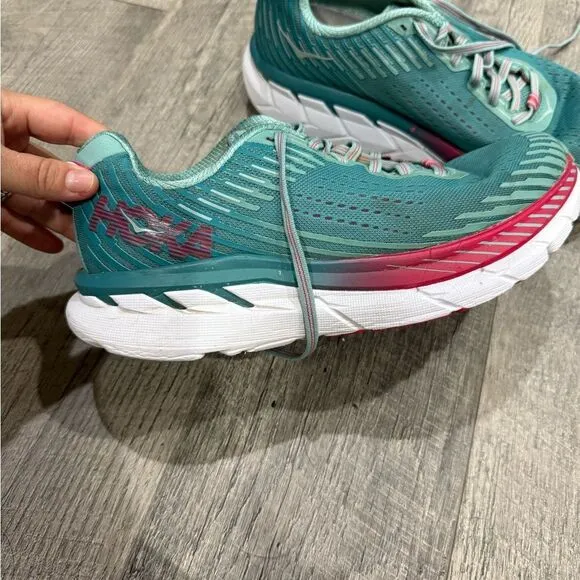 Hoka Women's Teal and Pink Running Shoes