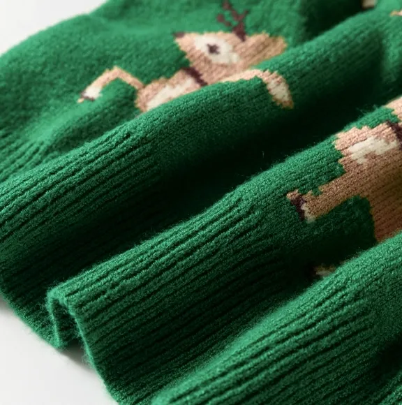 Holiday Reindeer Knit Shirt Round Neck Long Sleeve Pullover Christmas Sweater