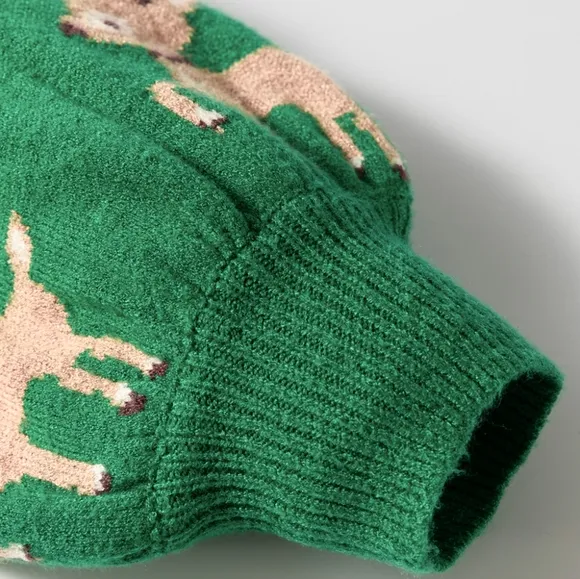 Holiday Reindeer Knit Shirt Round Neck Long Sleeve Pullover Christmas Sweater