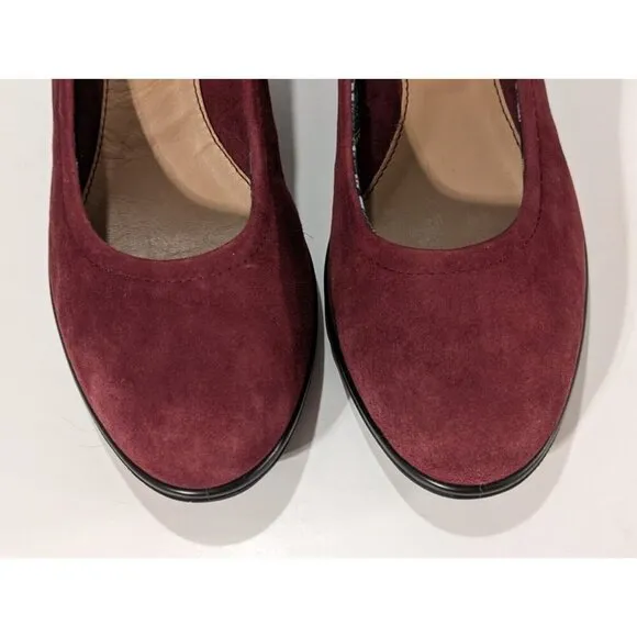 Hotter Wedge Shoes Suede Heels Women's Slip On Maroon Sz 6.5