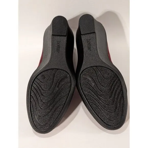 Hotter Wedge Shoes Suede Heels Women's Slip On Maroon Sz 6.5