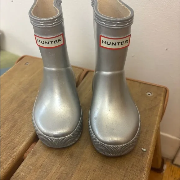 Hunter Kids Silver Rain Boots