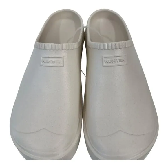 HUNTER Women Ivory Lightweight Slip-On Clogs UK 6A US 8 Casual Comfortable Shoes
