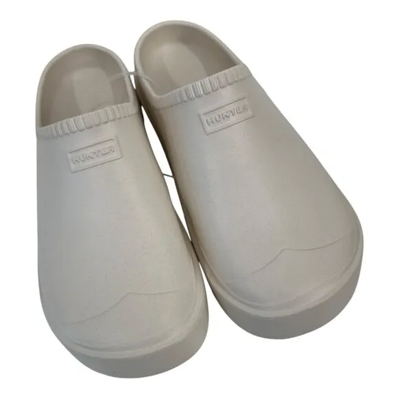 HUNTER Women Ivory Lightweight Slip-On Clogs UK 6A US 8 Casual Comfortable Shoes