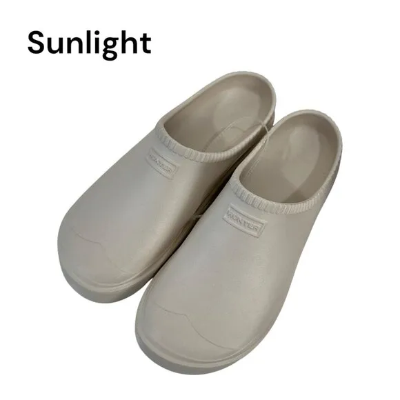 HUNTER Women Ivory Lightweight Slip-On Clogs UK 6A US 8 Casual Comfortable Shoes