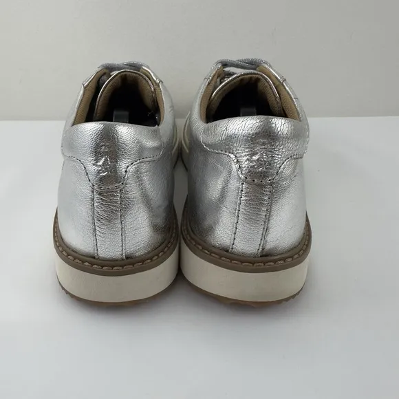 Hush Puppies Sabine Sneakers Women's Size 9 Silver Metallic Leather
