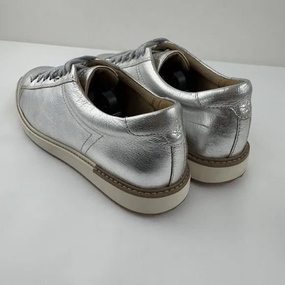 Hush Puppies Sabine Sneakers Women's Size 9 Silver Metallic Leather