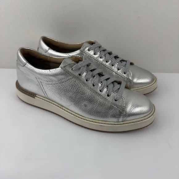 Hush Puppies Sabine Sneakers Women's Size 9 Silver Metallic Leather