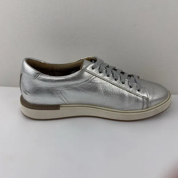 Hush Puppies Sabine Sneakers Women's Size 9 Silver Metallic Leather