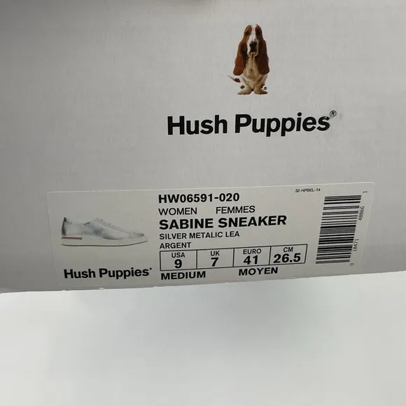 Hush Puppies Sabine Sneakers Women's Size 9 Silver Metallic Leather