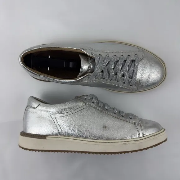 Hush Puppies Sabine Sneakers Women's Size 9 Silver Metallic Leather