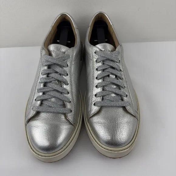 Hush Puppies Sabine Sneakers Women's Size 9 Silver Metallic Leather