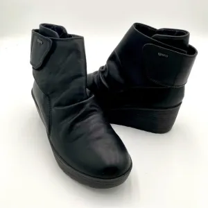 IGI&amp;CO Women's Leather Wedge Heeled Ankle Booties Boots Shoes Black 6.5 (NWOT)