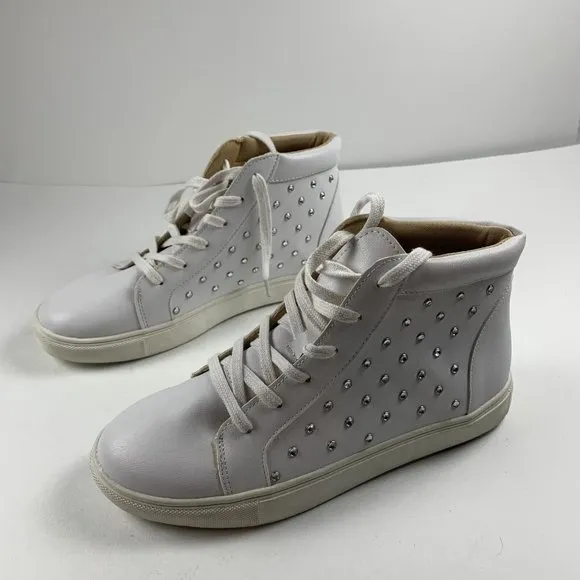 I.N.C Hailey 100121433 Sneaker Big Girl 5M White Rhinestones High Top Shoes 8070