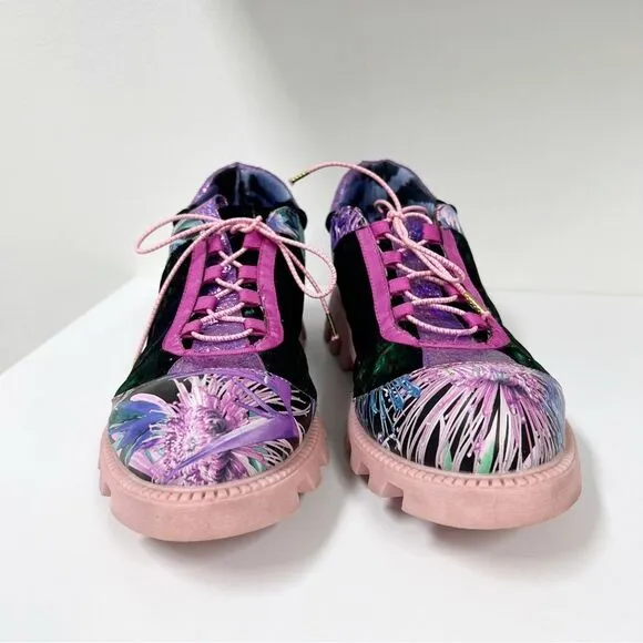 Irregular Choice Plaid Iridescent Shoes 43 12 Pink Purple Chunky Chips