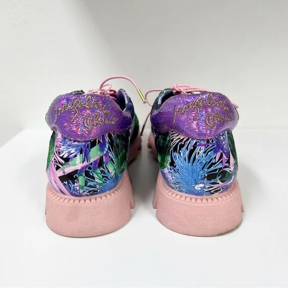 Irregular Choice Plaid Iridescent Shoes 43 12 Pink Purple Chunky Chips
