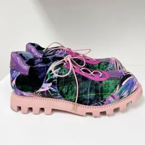 Irregular Choice Plaid Iridescent Shoes 43 12 Pink Purple Chunky Chips