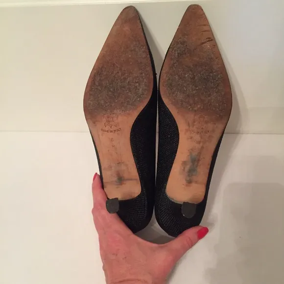 ISAAC MIZRAHI SHOES HEELS BLACK WHITE POINTED TOE ITALY Size 8