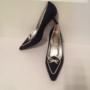 ISAAC MIZRAHI SHOES HEELS BLACK WHITE POINTED TOE ITALY Size 8