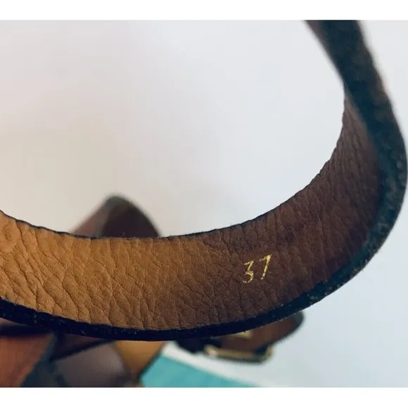 Isabel Marant 7 Hardy Brown Leather Wedge Heel Ankle Strap Buckle $695