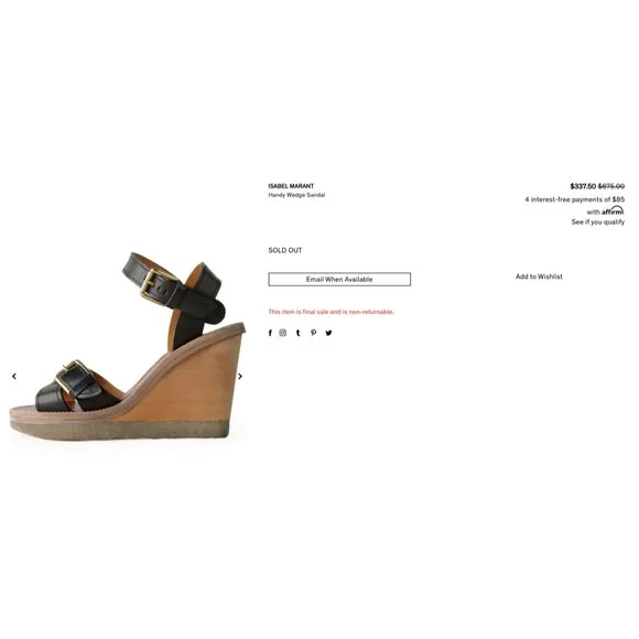 Isabel Marant 7 Hardy Brown Leather Wedge Heel Ankle Strap Buckle $695