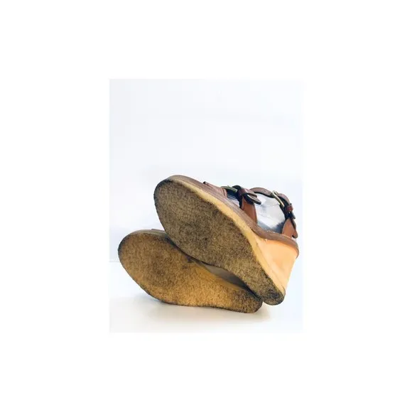 Isabel Marant 7 Hardy Brown Leather Wedge Heel Ankle Strap Buckle $695