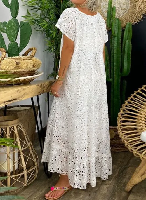 Isabella | Maxikleid mit Luftiger Lochspitze und Verspieltem Design für Damen
